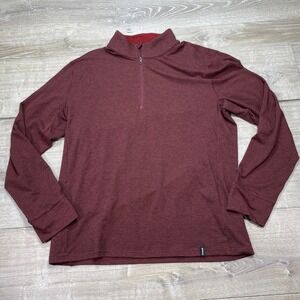 PrAna Pullover Mens XL Red Heather Quarter Zip Mock Neck Performance 1963891